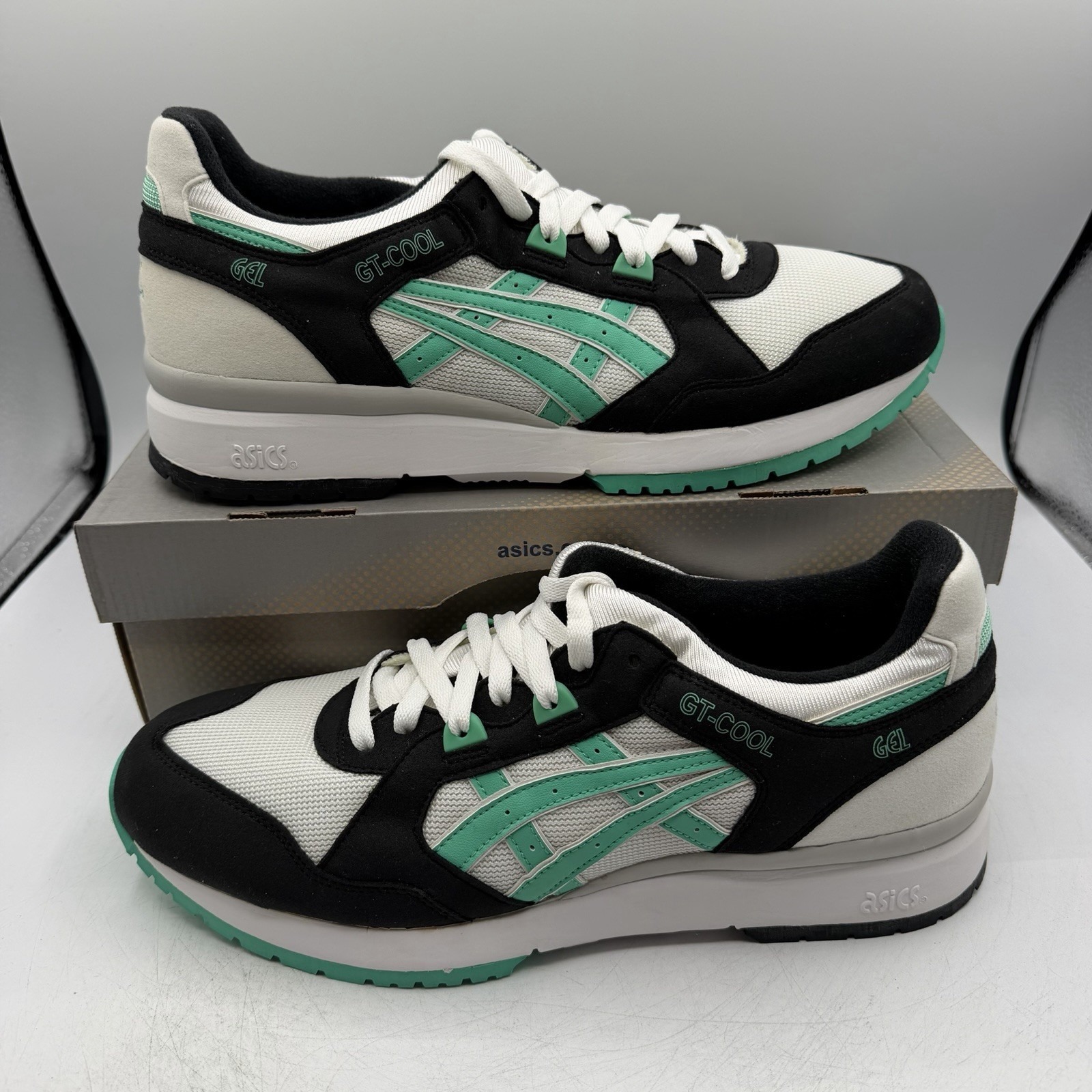 Asics Gt-Cool Running Shoes Men Sz 11.5 Black/White/Turquoise Sneaker H311n 0187